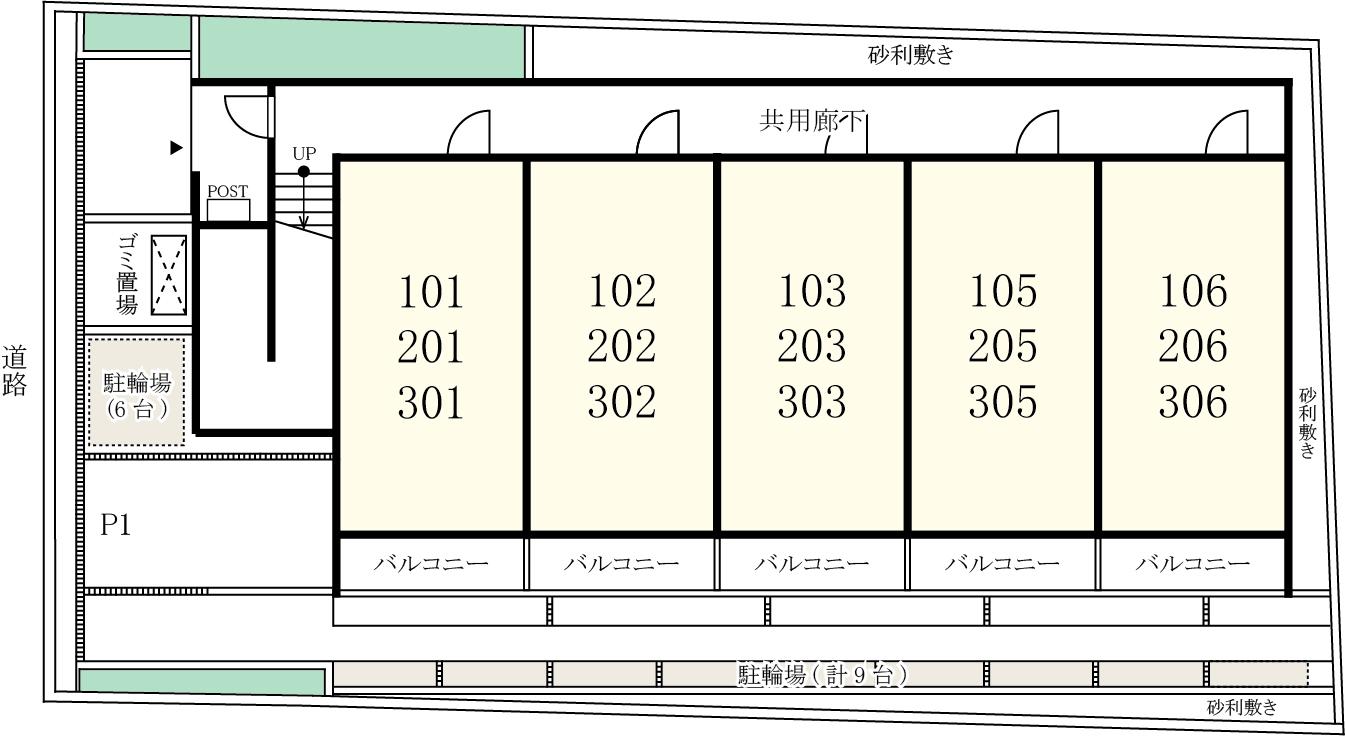 Comfy Sagamigaokaの駐車配置図