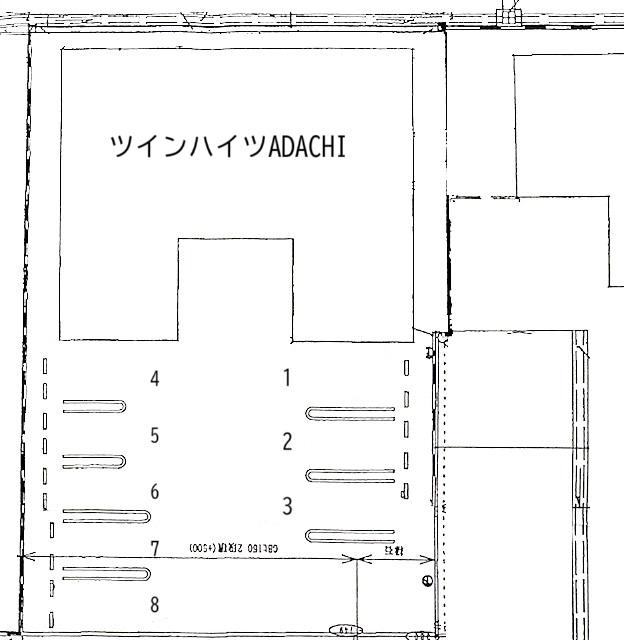 ツインハイツADACHI駐車場の駐車配置図