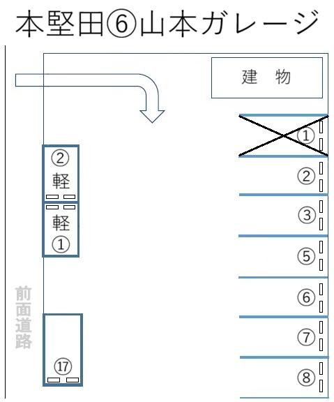 本堅田⑥山本ガレージの駐車配置図