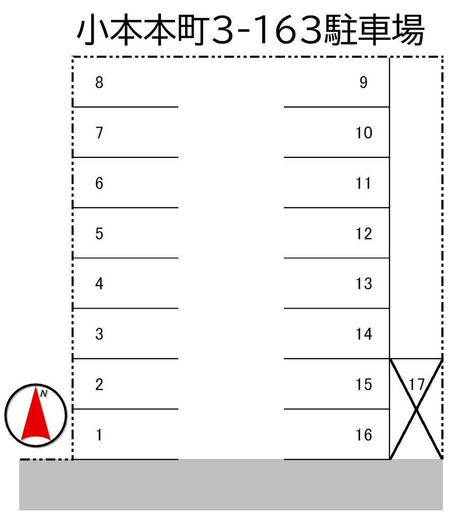 小本本町3-163駐車場の駐車配置図