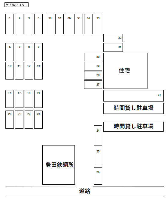 所沢第２３５P－１の駐車配置図