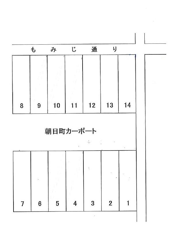 朝日町カーポートの駐車配置図