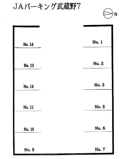 ＪＡパーキング武蔵野7の駐車配置図