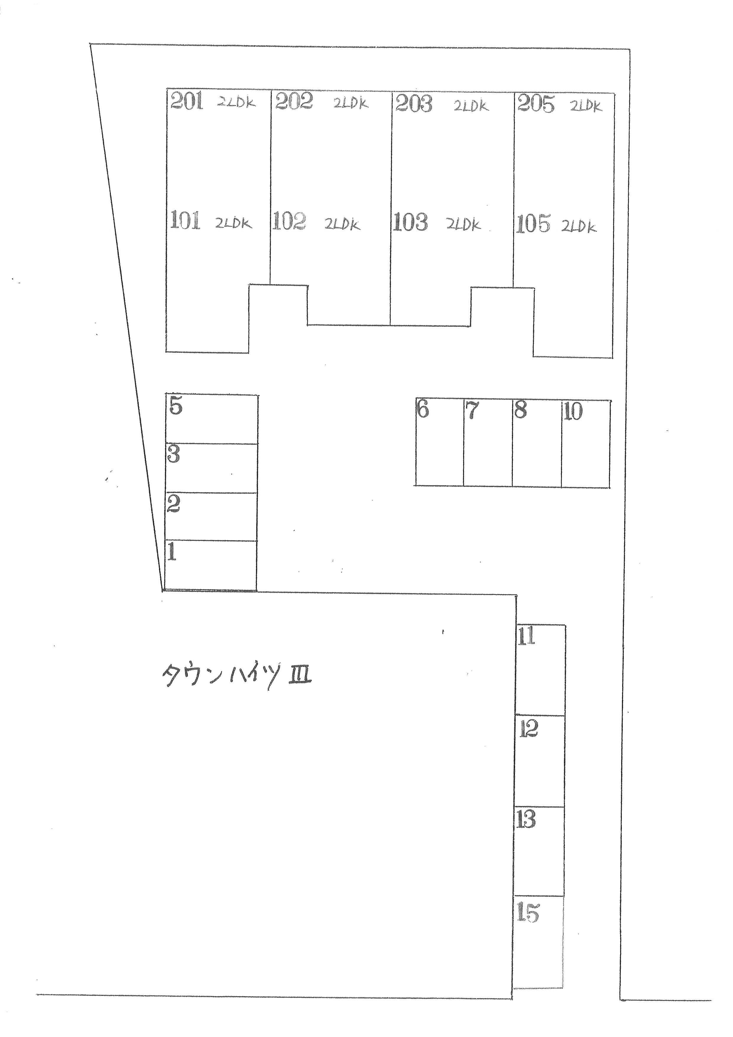 タウンハイツⅢの駐車配置図