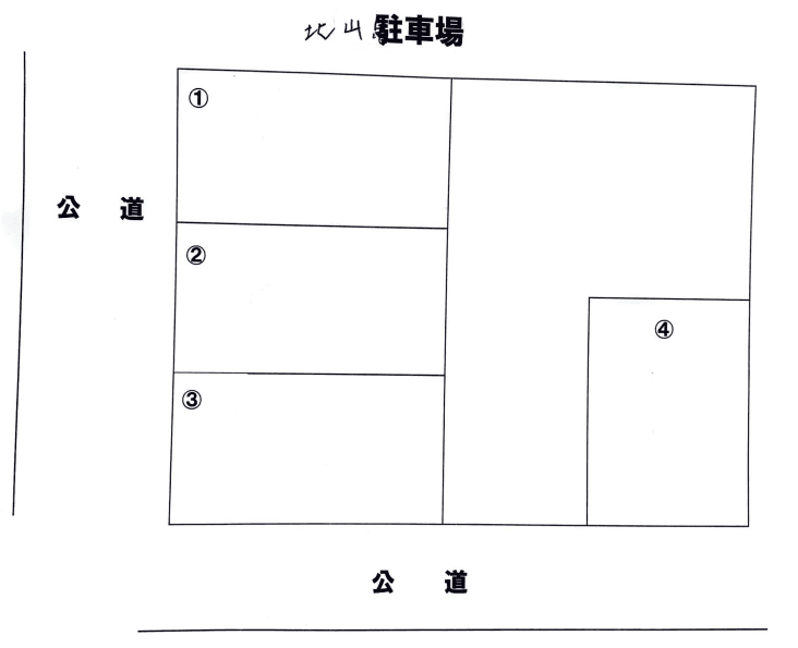 北山駐車場の駐車配置図