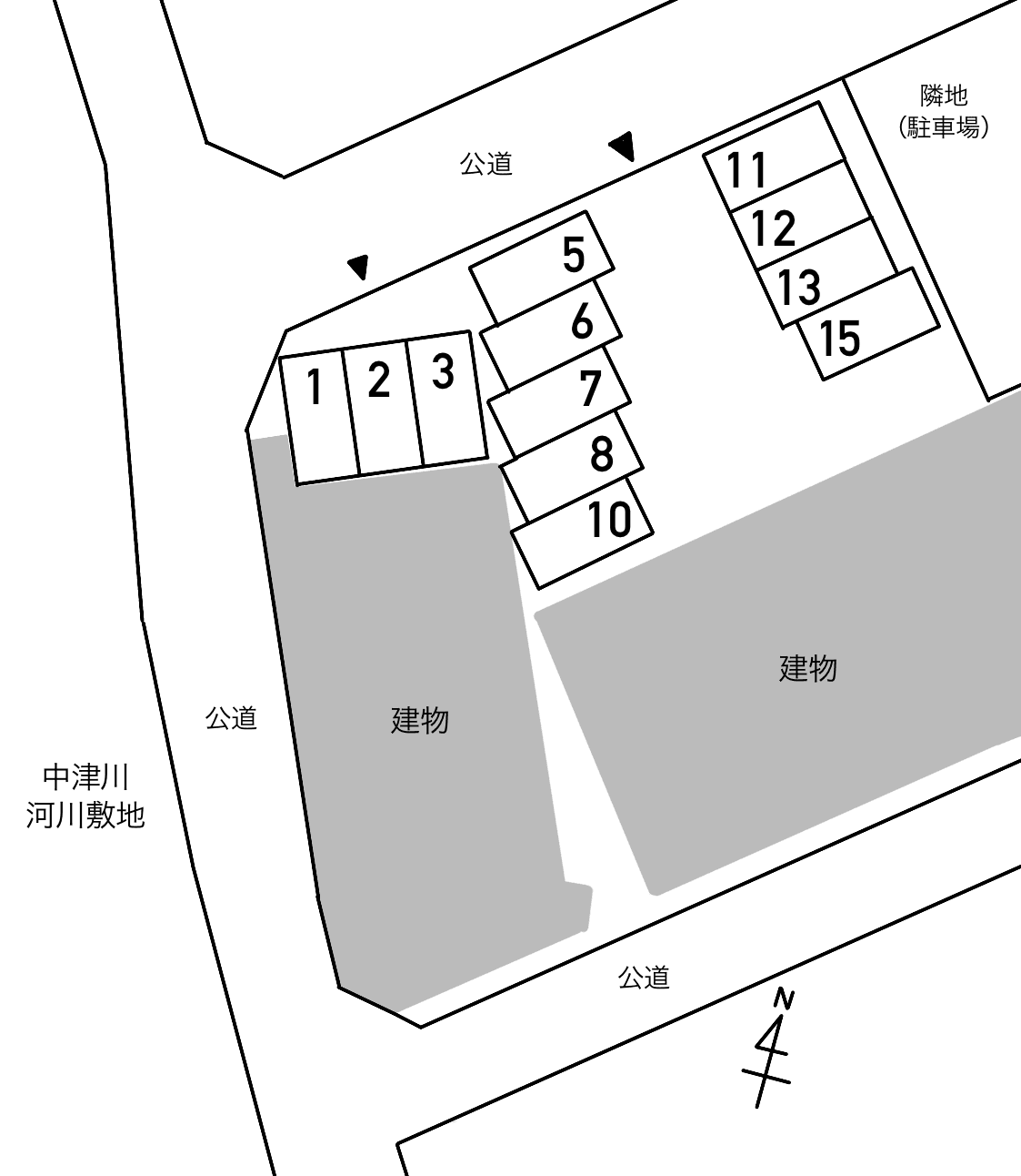グランパルク弐番館の駐車配置図
