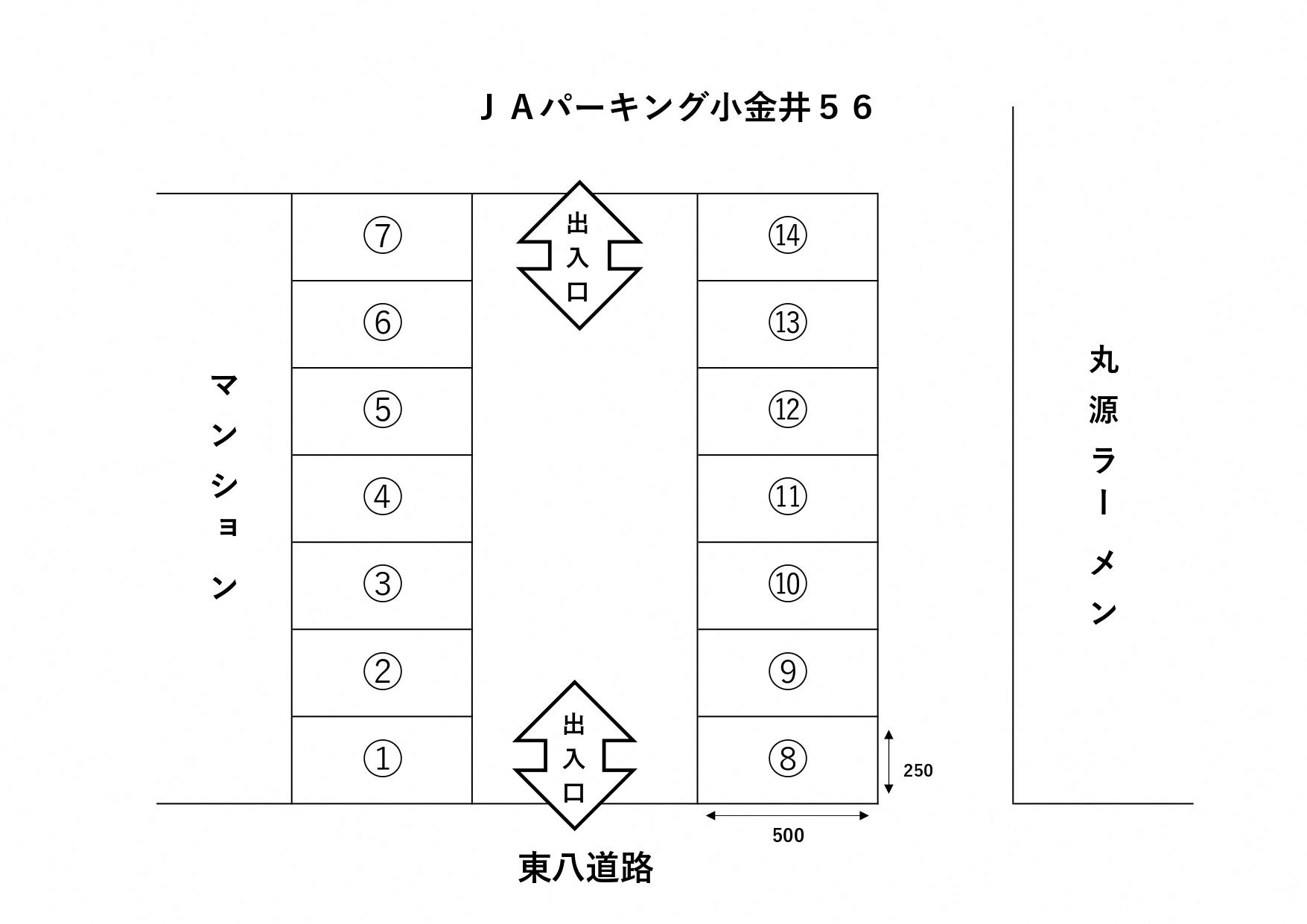 JAパーキング小金井56の駐車配置図