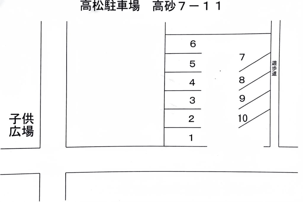 高砂7-11駐車場の駐車配置図