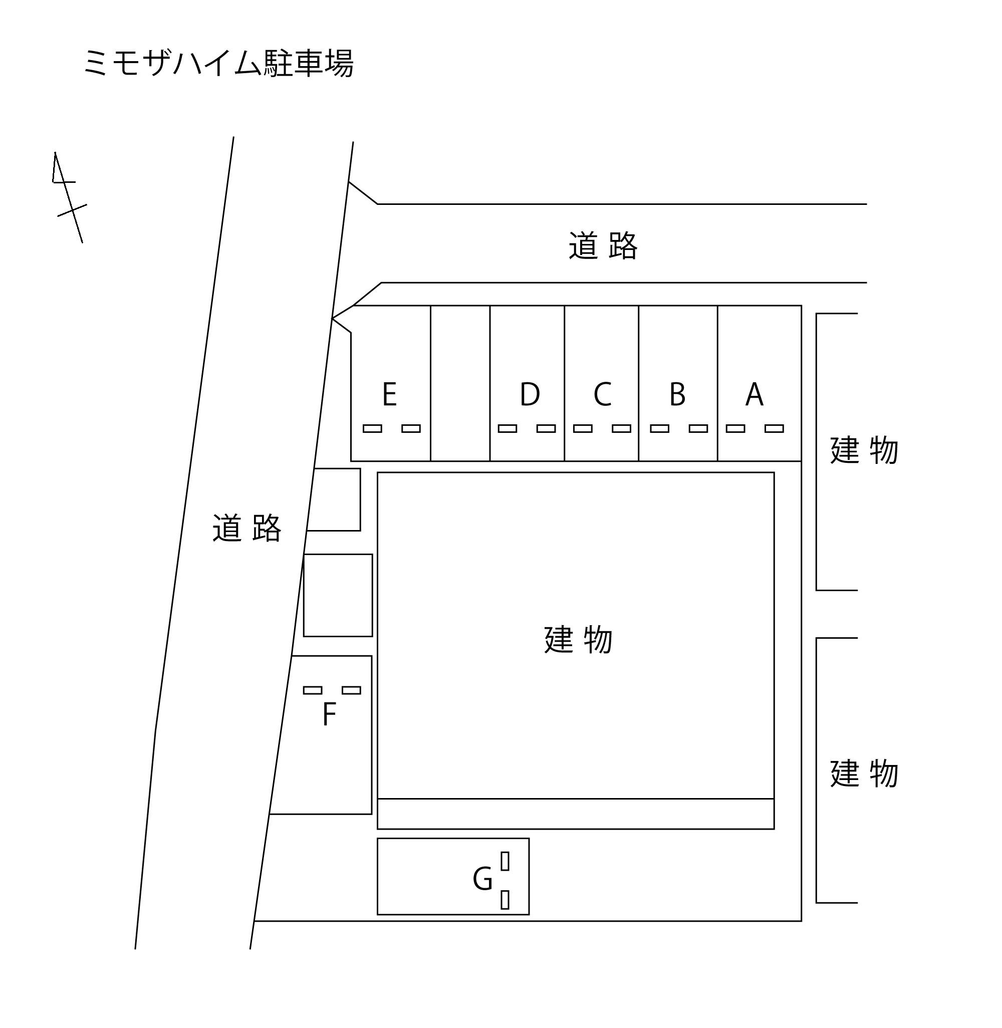 ミモザハイム駐車場の駐車配置図