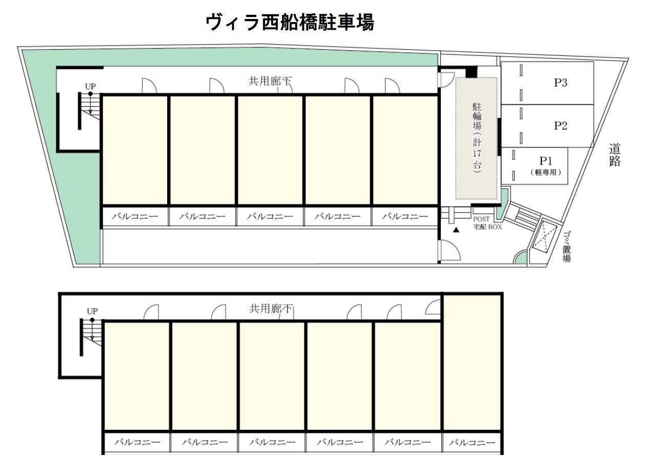 ヴィラ西船橋駐車場の駐車配置図