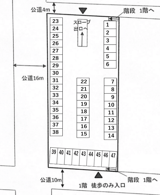 山口第２駐車場２階の駐車配置図