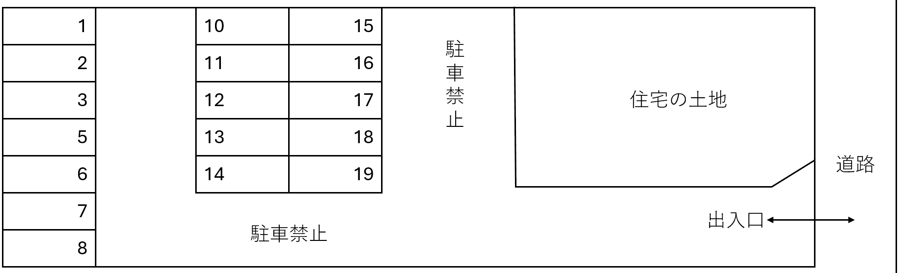 山中新居屋榎坪30番2駐車場の駐車配置図