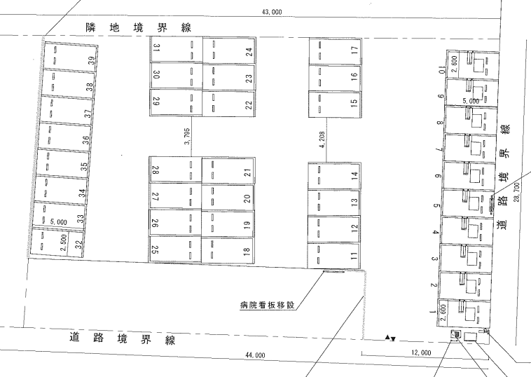 諸岡1丁目K駐車場の駐車配置図
