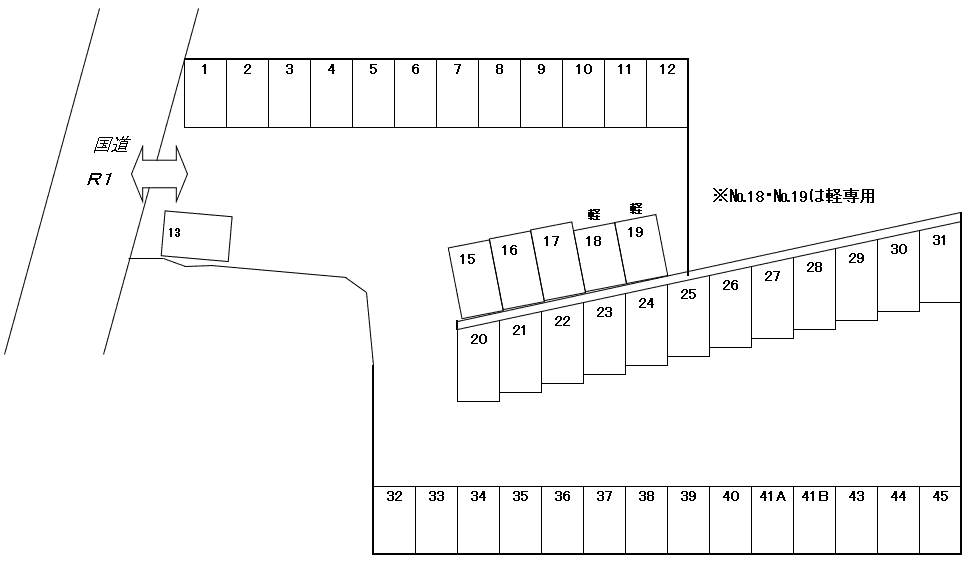 東矢倉駐車場の駐車配置図