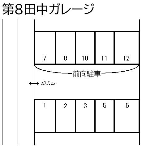 第８田中ガレージの駐車配置図