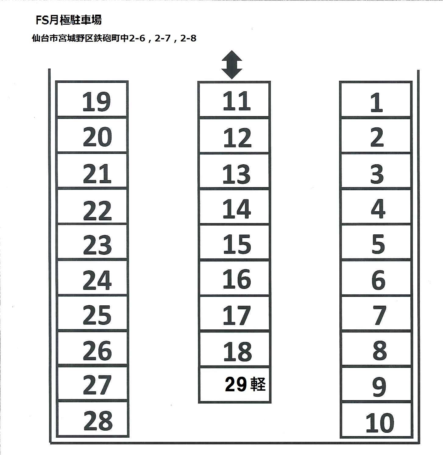 F・S月極駐車場の駐車配置図