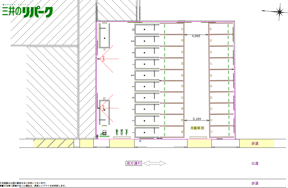 福江３丁目の駐車配置図