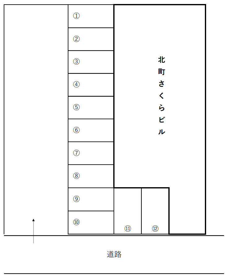 北町駐車場の駐車配置図