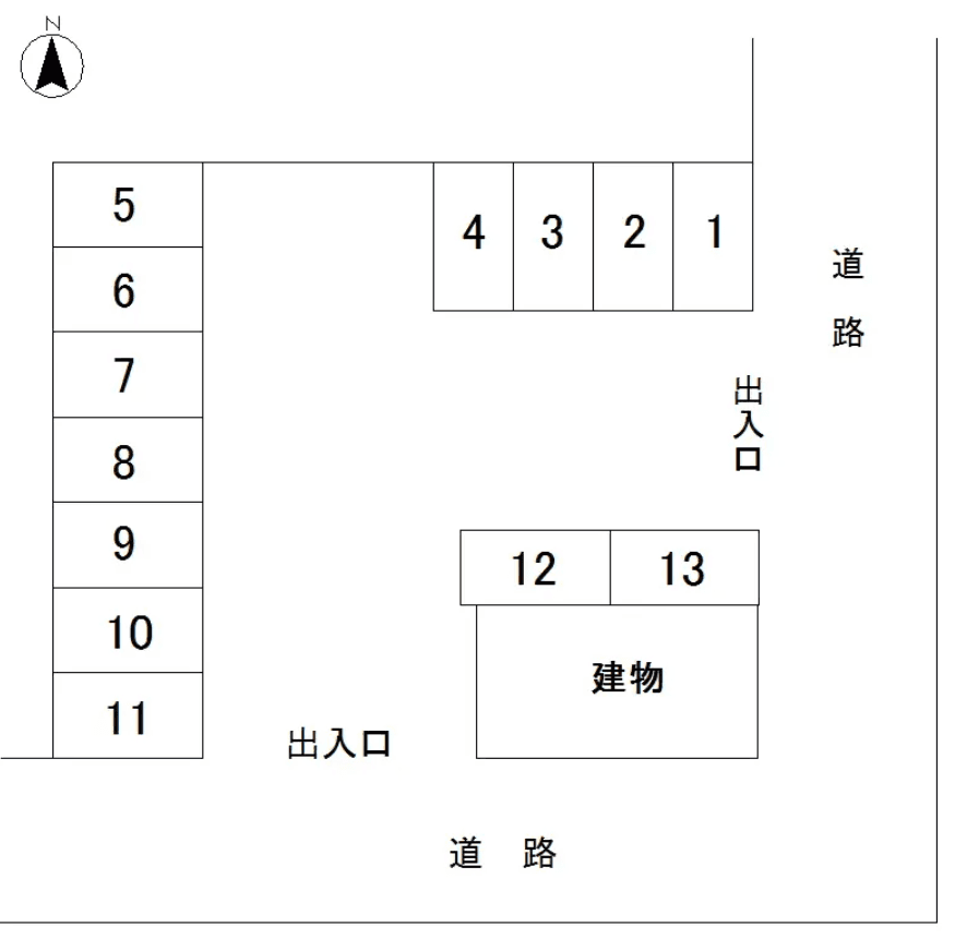 守屋月極駐車場（北側）の駐車配置図