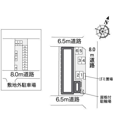 ハッピードエルＣ(39582)　敷地外駐車場の駐車配置図