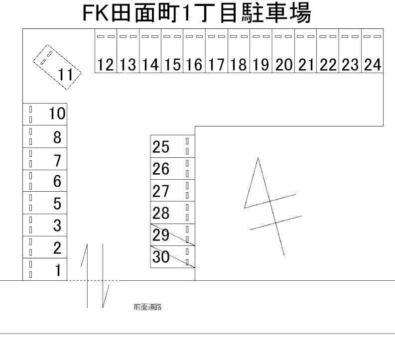 FK田面町1丁目駐車場の駐車配置図