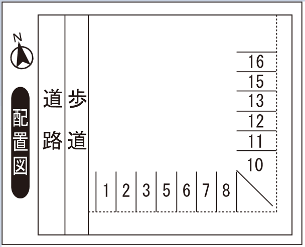県大前スリーエフ駐車場の駐車配置図