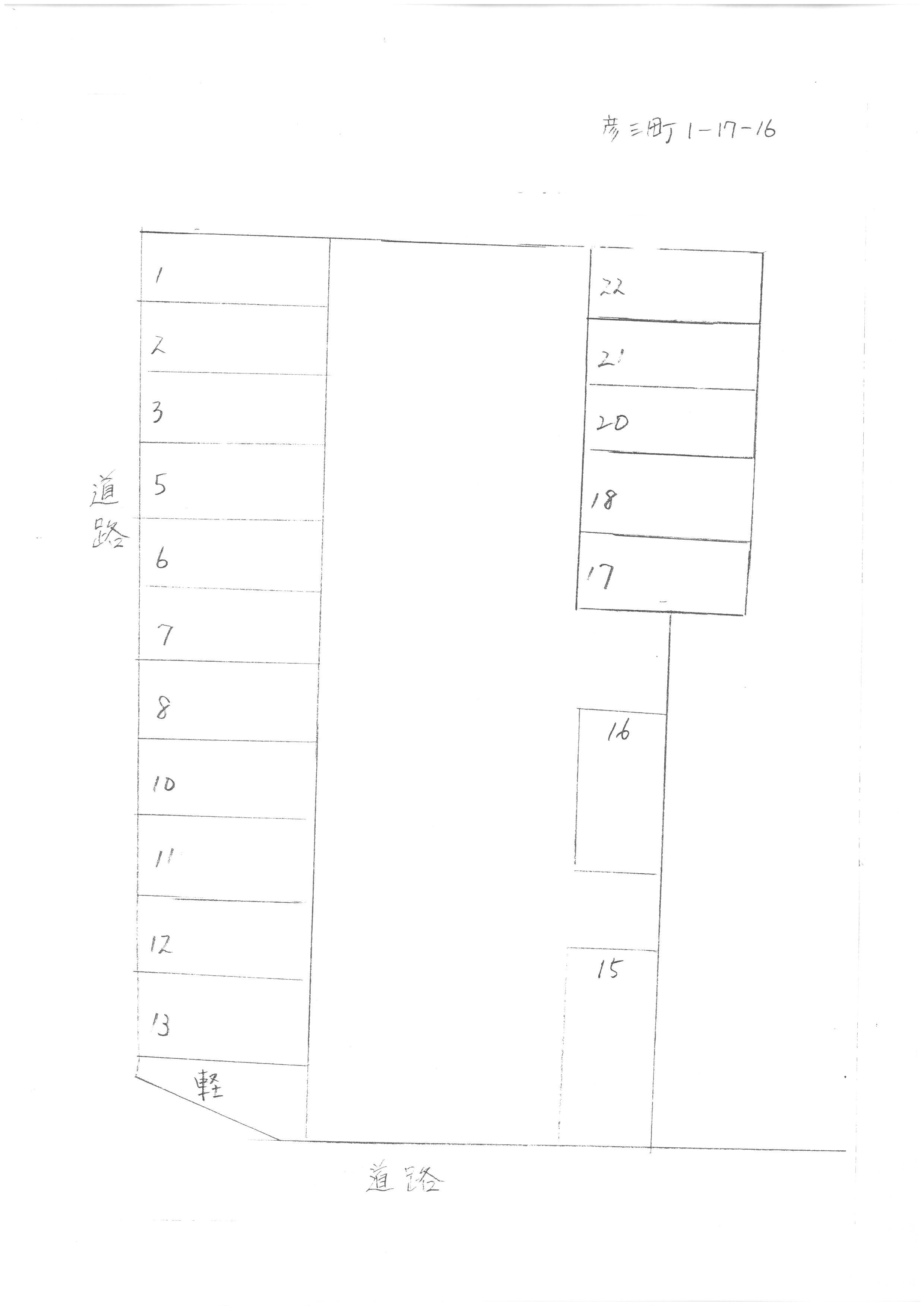 シキナミ彦三パーキングの駐車配置図