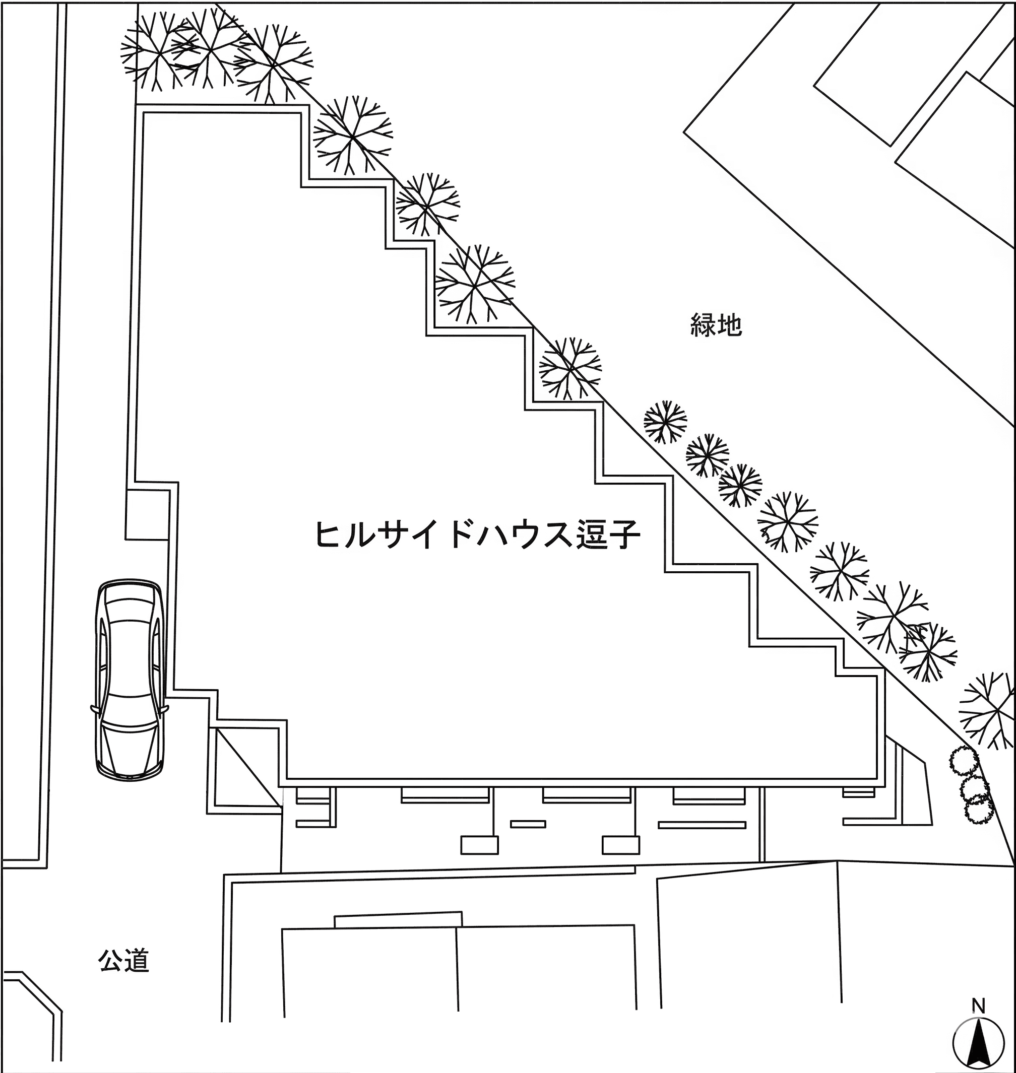 ヒルサイドハウス逗子の駐車配置図