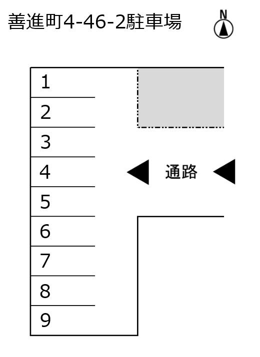 善進町4-46-2駐車場の駐車配置図