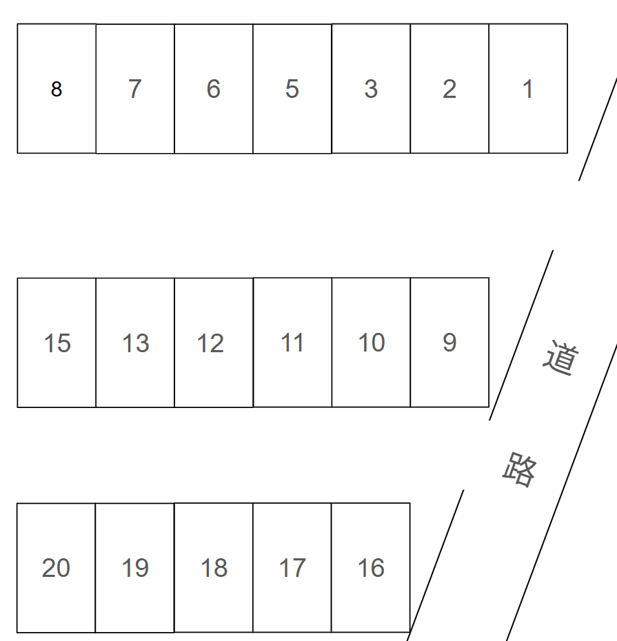 平津駐車場の駐車配置図