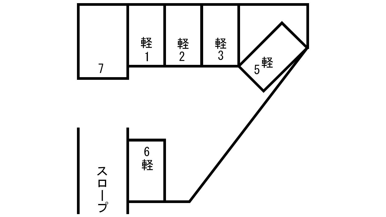 ガレージ38の駐車配置図
