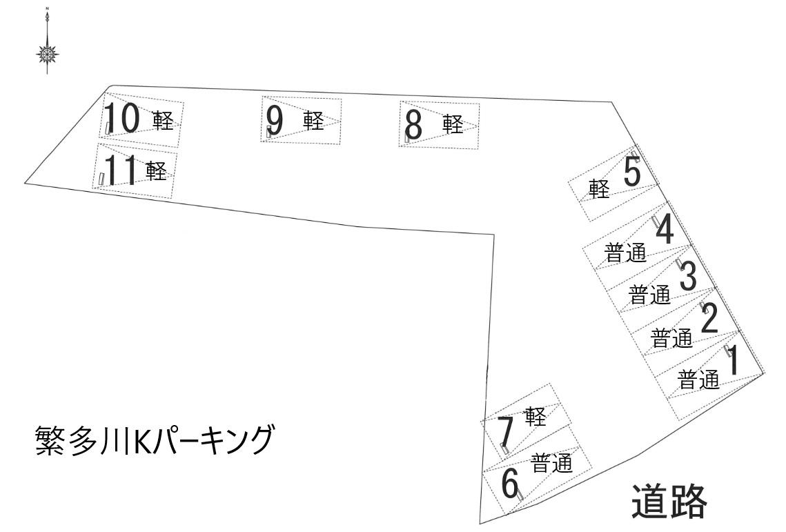 繁多川Kパーキングの駐車配置図