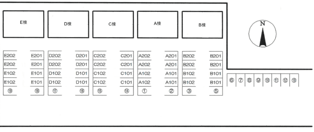 ロマンABCDEの駐車配置図