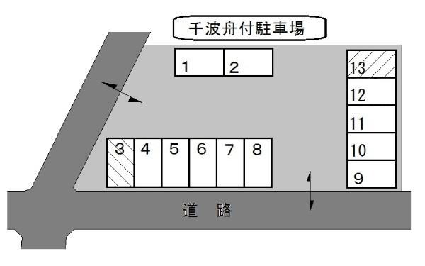 千波舟付駐車場の駐車配置図