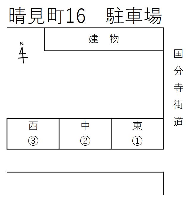 晴見町16　駐車場の駐車配置図