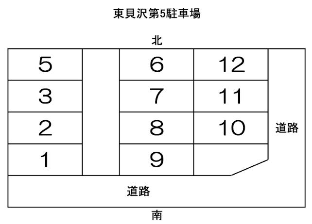 東貝沢第５月極駐車場の駐車配置図