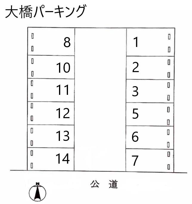 大橋パーキングの駐車配置図