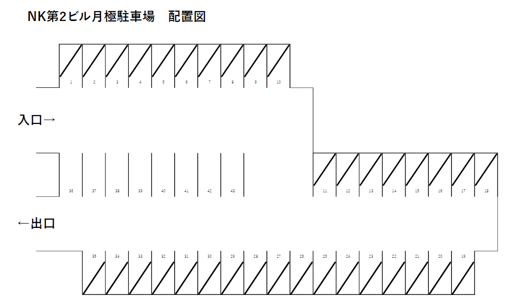 NK第2ビル月極駐車場の駐車配置図