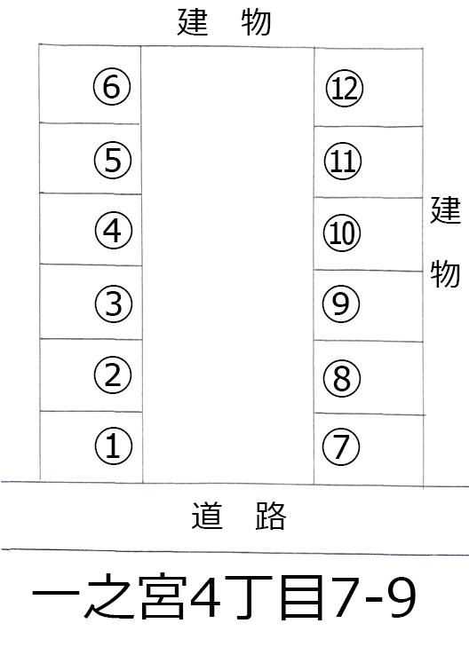 一之宮4丁目7-9の駐車配置図