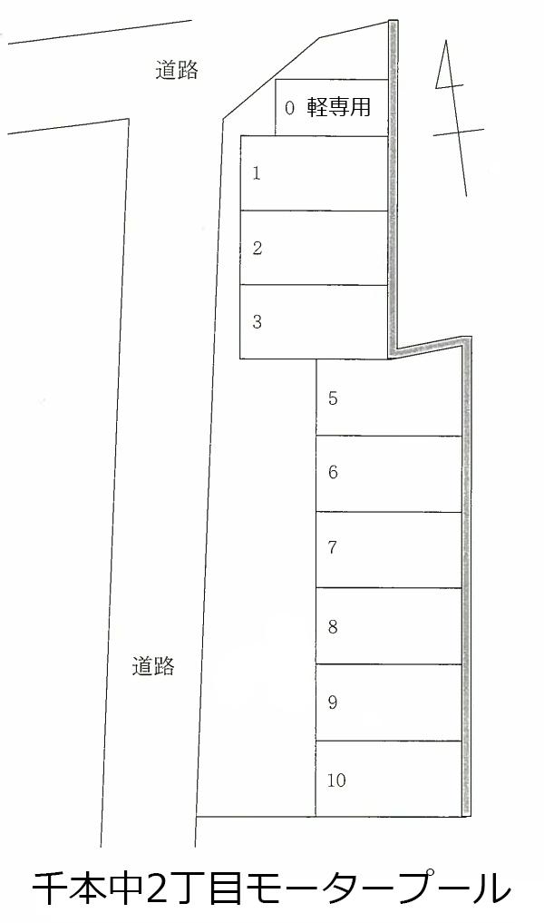 千本中2丁目モータープールの駐車配置図