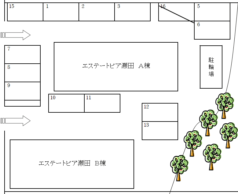 エステートピア瀬田の駐車配置図