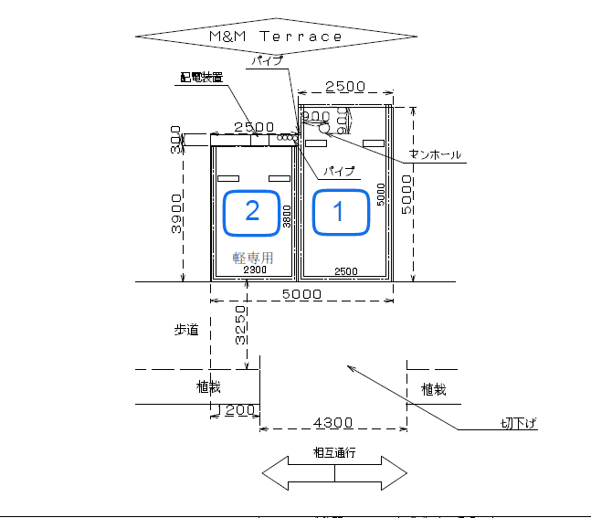 M&M Terrace駐車場の駐車配置図