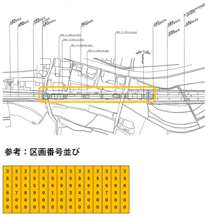 高架下26(3556-3569)の駐車配置図