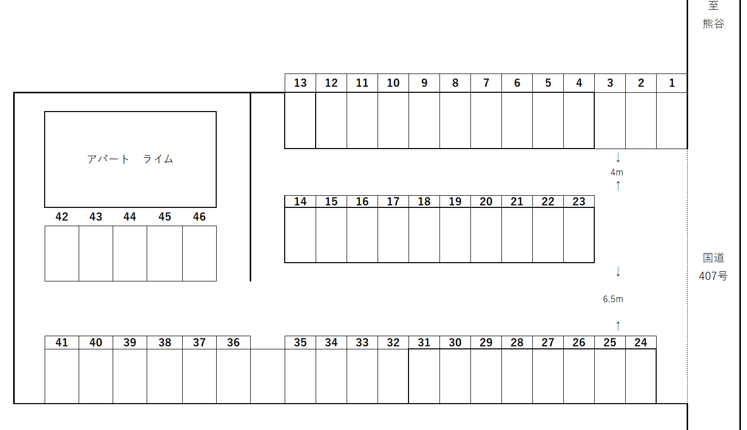 東平駐車場の駐車配置図