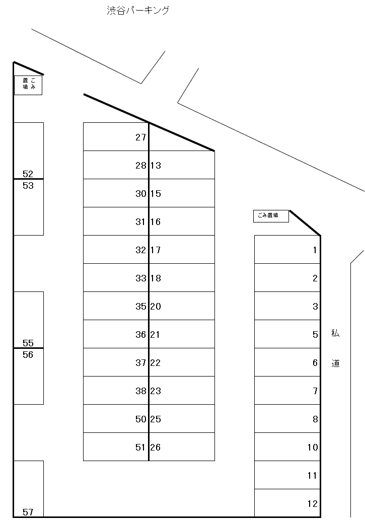 渋谷パーキングの駐車配置図