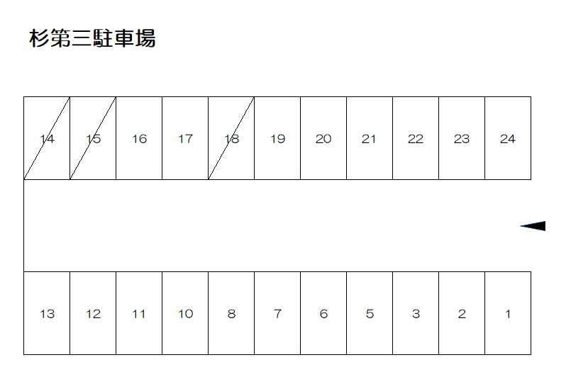 杉第三駐車場の駐車配置図