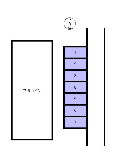 中川ハイツの駐車配置図