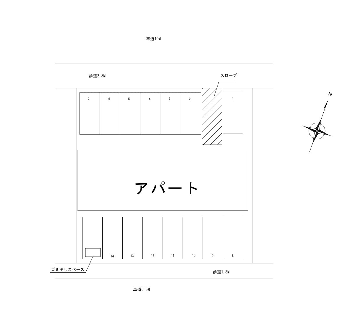 向原3丁目駐車場の駐車配置図