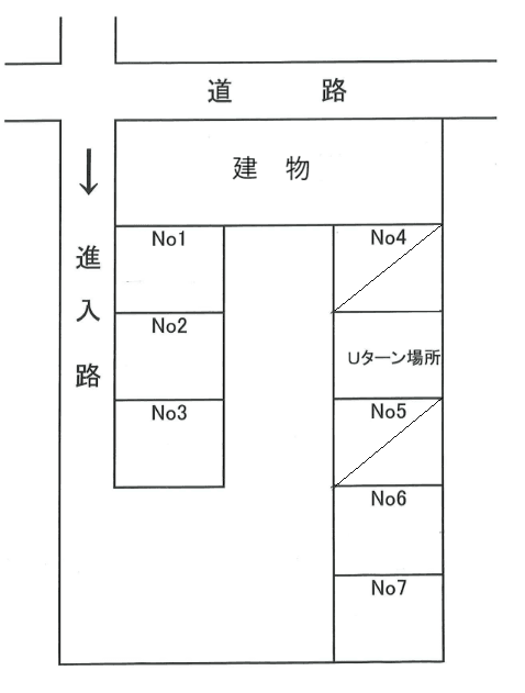 西新町駐車場の駐車配置図