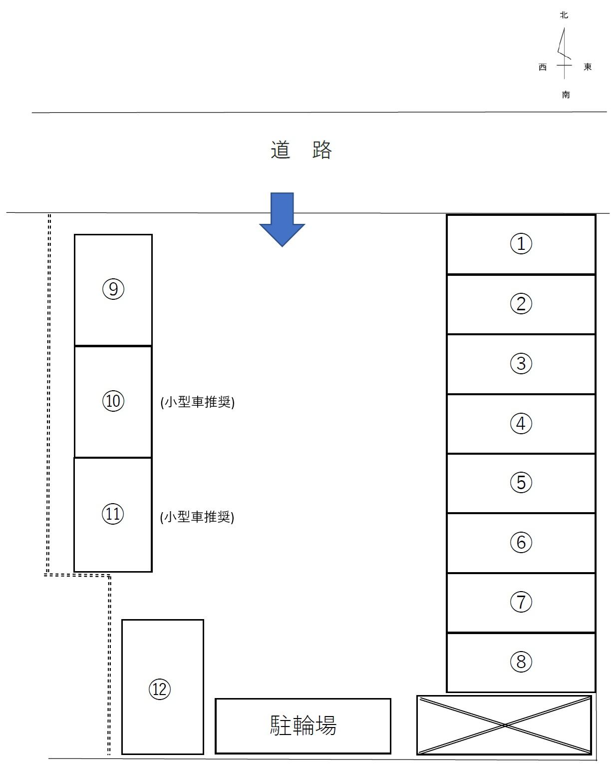 大谷(孝子)駐車場の駐車配置図